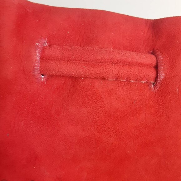 Vintage Ladies Red Suede Hand beaded drawstring bag Southwestern - Picture 8 of 12